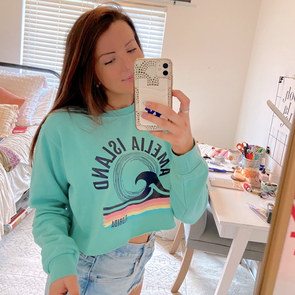 cropped beach sweatshirt